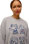 White Stuff Cleo Longline Graphic Sweat Shirt in Grey Marl
