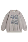 White Stuff Cleo Longline Graphic Sweat Shirt in Grey Marl