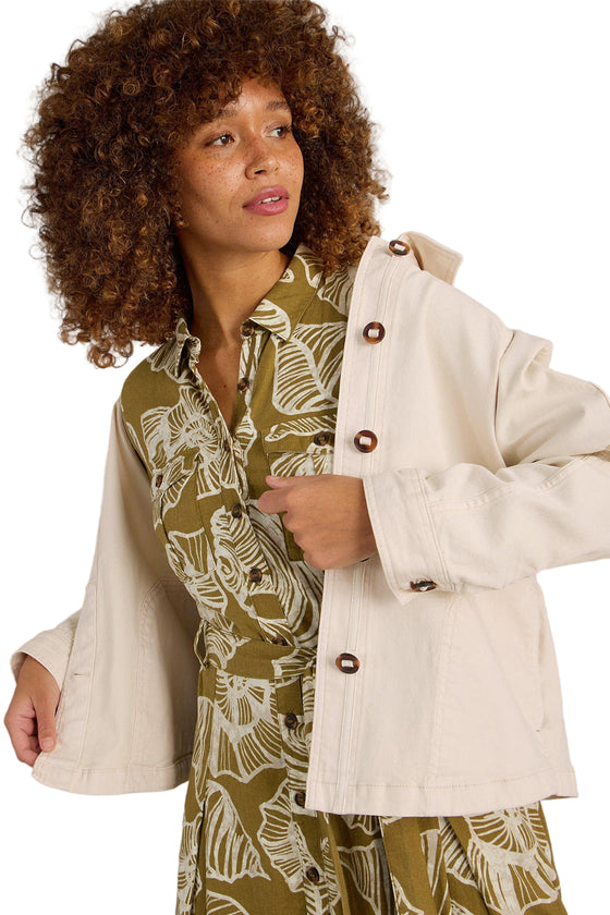 White Stuff Eden Denim Collared Jacket in Light Natural