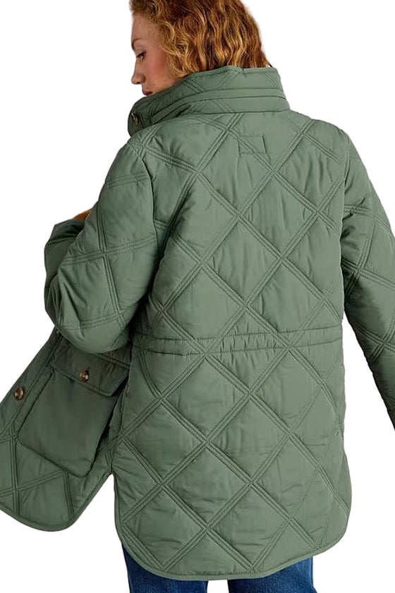 White Stuff Edie Quilted Coat in Dusty Green