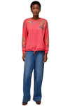 White Stuff Embroidered Sweat Shirt in Mid Pink