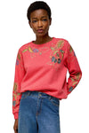 White Stuff Embroidered Sweat Shirt in Mid Pink