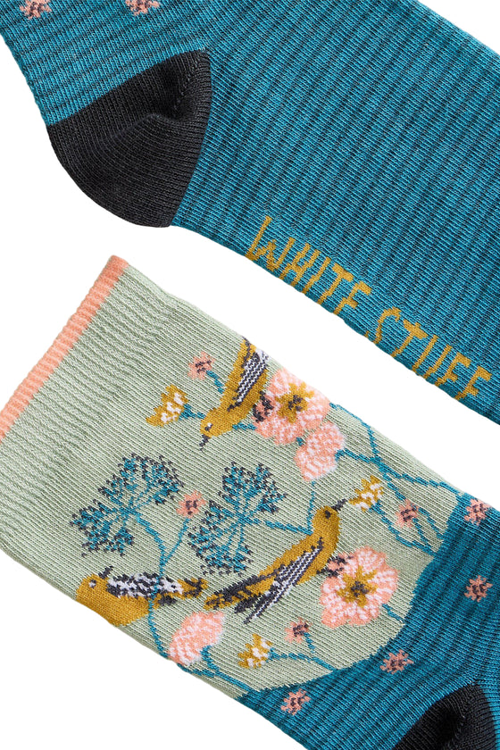 White Stuff Floral Ankle Sock in Blue Multi