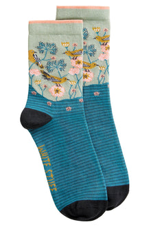  White Stuff Floral Ankle Sock in Blue Multi
