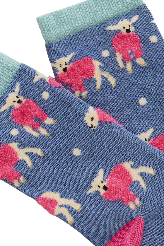 White Stuff Fluffy Ankle Sock in Dark Blue