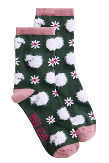  White Stuff Fluffy Ankle Sock in Dark Green