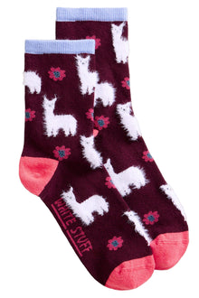  White Stuff Fluffy Ankle Sock in Dark Plum