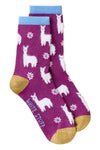 White Stuff Fluffy Llama Ankle Socks in Purple