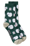 White Stuff Fluffy Sheep Ankle Socks in Dark Green