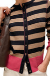 White Stuff Lois Stripe Cardi in Navy Multi