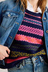 White Stuff Lottie Fairisle Tank in Navy Multi