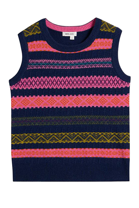 White Stuff Lottie Fairisle Tank in Navy Multi