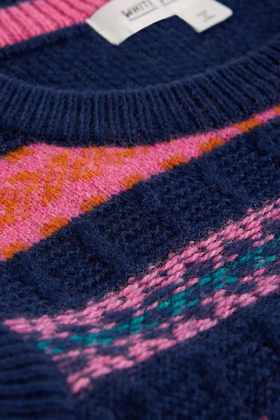 White Stuff Lottie Fairisle Tank in Navy Multi