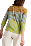 White Stuff Nelly 3/4 Sleeve Stripe Tee in Blue Multi