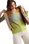 White Stuff Nelly 3/4 Sleeve Stripe Tee in Blue Multi