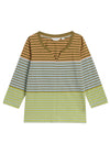 White Stuff Nelly 3/4 Sleeve Stripe Tee in Blue Multi