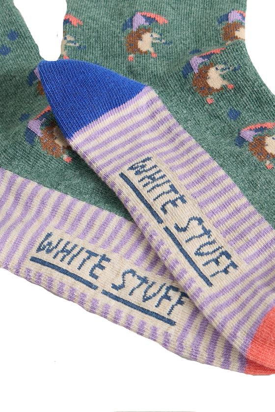 White Stuff Novelty Stripe Ankle Socks in Bright Teal