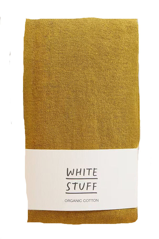 White Stuff Patty Plain Versatile Cotton Tights in Mid Chartreuse