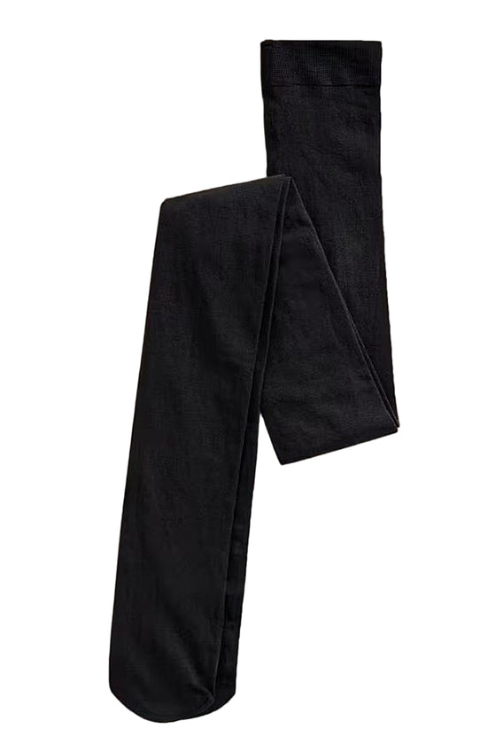 White Stuff Patty Plain Versatile Cotton Tights in Pure Black