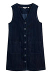 White Stuff Rose Cord Pinafore in Dark Navy