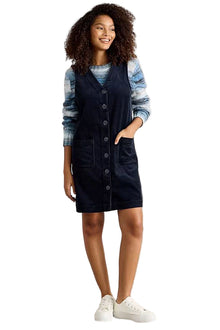  White Stuff Rose Cord Pinafore in Dark Navy