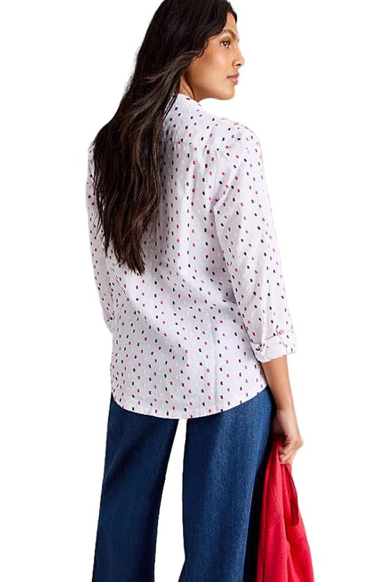 White Stuff Sophie Long Sleeve Organic Cotton Shirt in White Multi