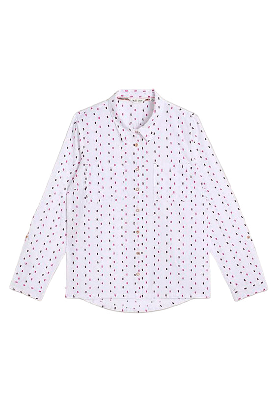 White Stuff Sophie Long Sleeve Organic Cotton Shirt in White Multi