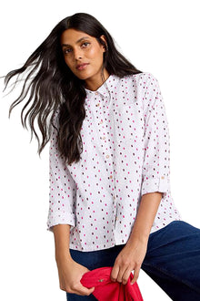  White Stuff Sophie Long Sleeve Organic Cotton Shirt in White Multi