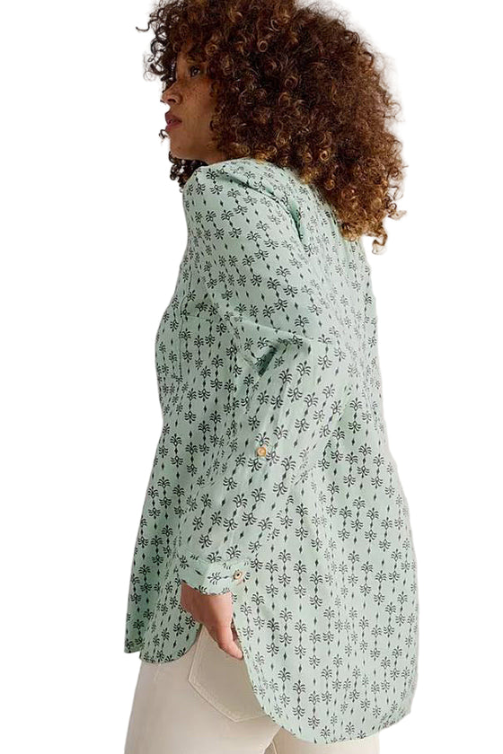 White Stuff Sophie Longline Shirt in Green Print