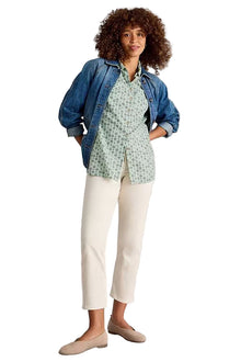  White Stuff Sophie Longline Shirt in Green Print