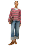 White Stuff Spacedye V Neck Jumper-Sweater in Pink Multi