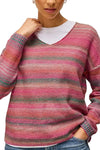 White Stuff Spacedye V Neck Jumper-Sweater in Pink Multi