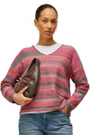White Stuff Spacedye V Neck Jumper-Sweater in Pink Multi