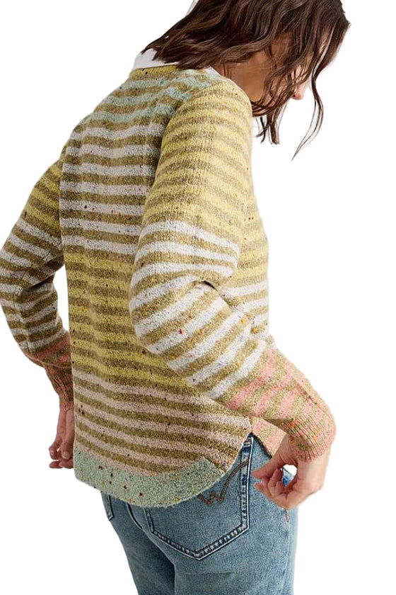 White Stuff Talia Nep Crew Neck Jumper in Yellow Multi