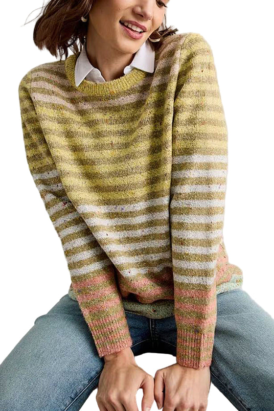 White Stuff Talia Nep Crew Neck Jumper in Yellow Multi