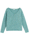 White Stuff Texture V Neck Sweater in Mid Blue