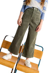 White Stuff Tia Cord Wide Leg Crop in Mid Green