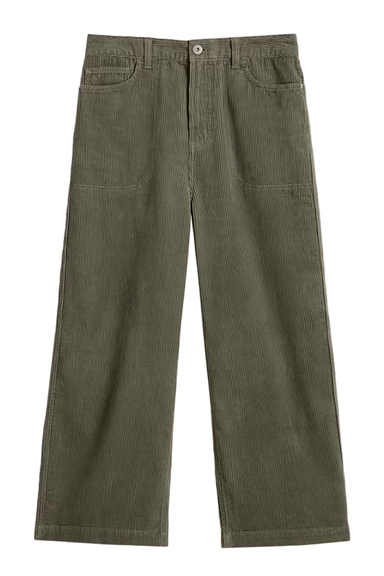 White Stuff Tia Cord Wide Leg Crop in Mid Green