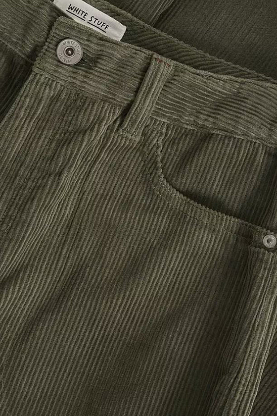 White Stuff Tia Cord Wide Leg Crop in Mid Green
