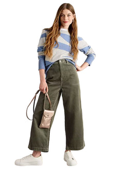  White Stuff Tia Cord Wide Leg Crop in Mid Green