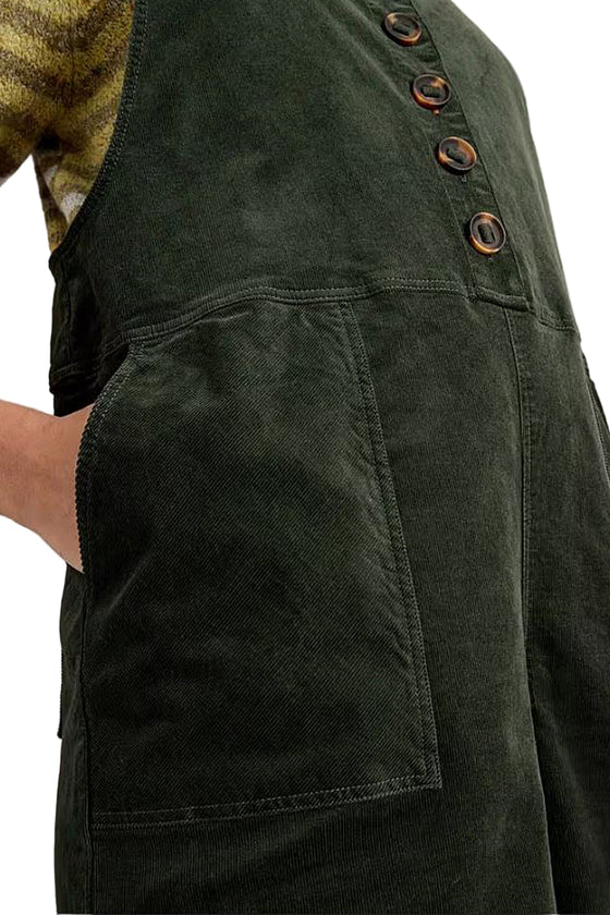 White Stuff Viola Corduroy Dungarees in Dark Green