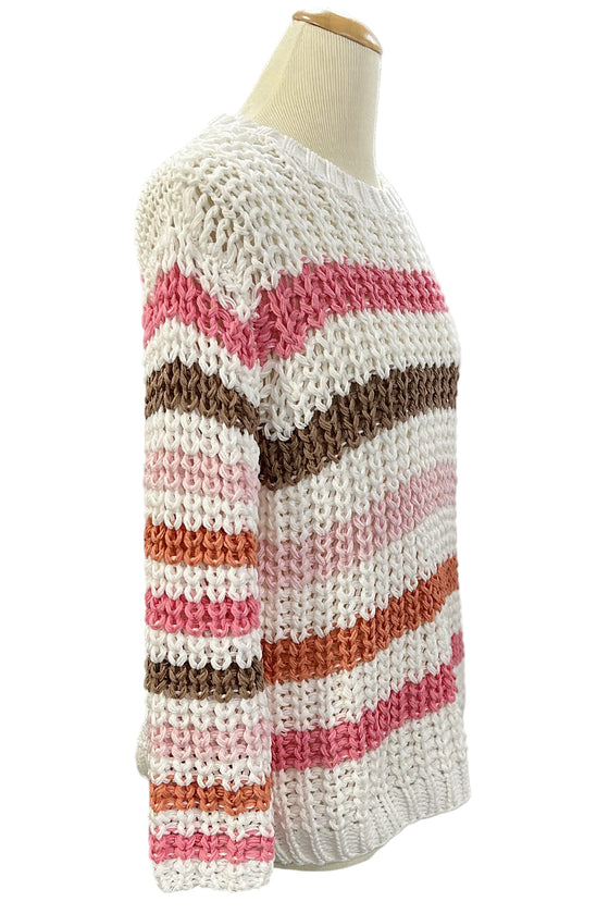 Wooden Ships Ariel Striped Cropped Chunky Cotton Sweater