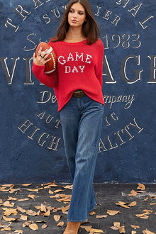  Wooden Ships Game Day Chunky Crew Cotton Sweater in Red