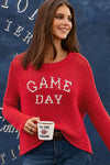Wooden Ships Game Day Chunky Crew Cotton Sweater in Red
