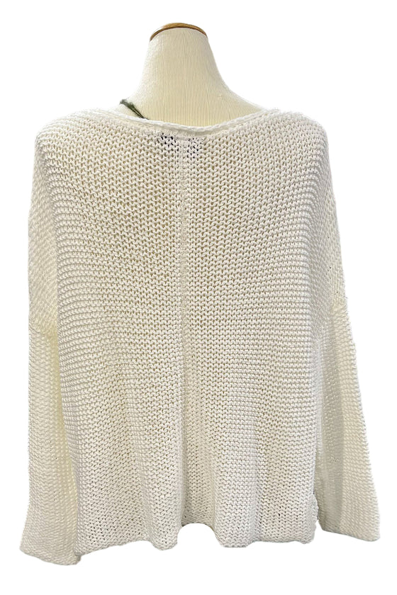 Wooden Ships Key West Chunky Cotton Crew Sweater in Breaker White