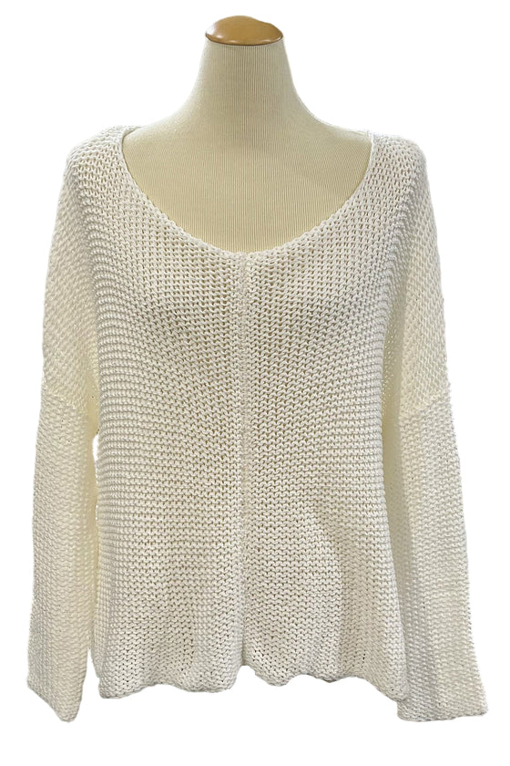 Wooden Ships Key West Chunky Cotton Crew Sweater in Breaker White