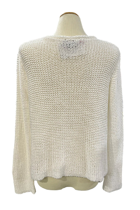 Wooden Ships Maui Cropped Chunky Cotton Crew Sweater in Breaker White