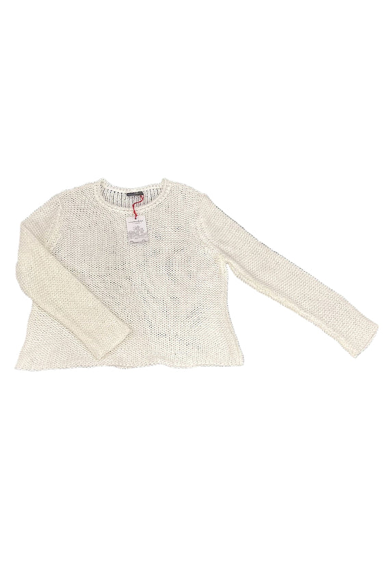 Wooden Ships Maui Cropped Chunky Cotton Crew Sweater in Breaker White