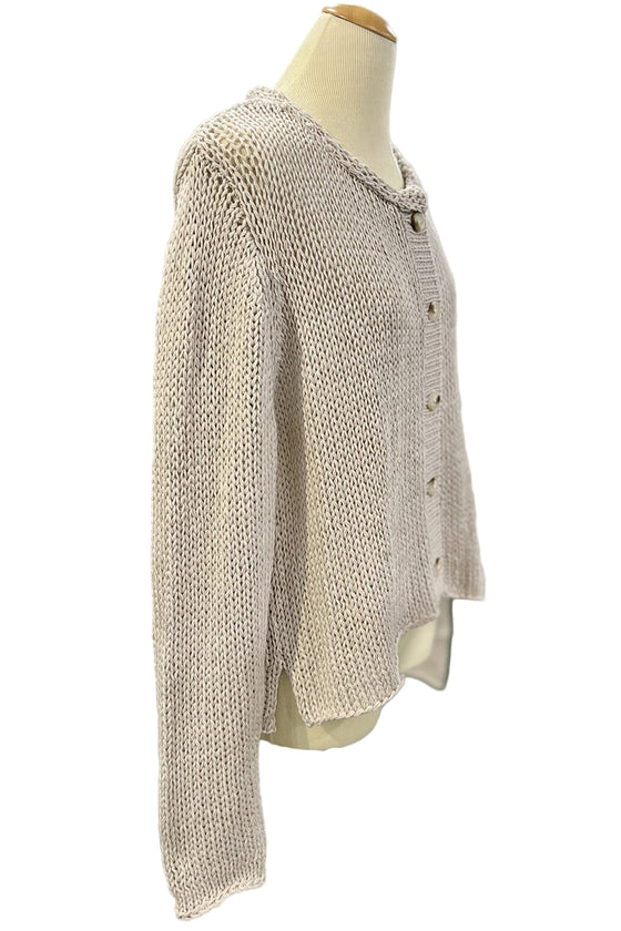Wooden Ships Park Button Chunky Cardigan in Blush Champagne