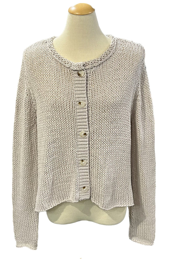 Wooden Ships Park Button Chunky Cardigan in Blush Champagne